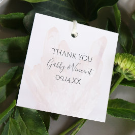 Etiquetas Para Lembrancinhas Casamento de Cristais Rosa-Cor-de-Rosa Claro Obrig