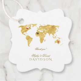 Etiquetas Para Lembrancinhas Casamento de Destino do Mapa do Mundo Dourado Eleg