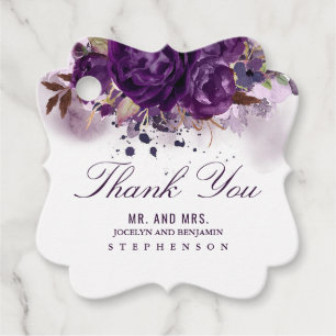 Etiquetas Para Lembrancinhas Casamento De Elegante Floral De EggPlant Obrigado