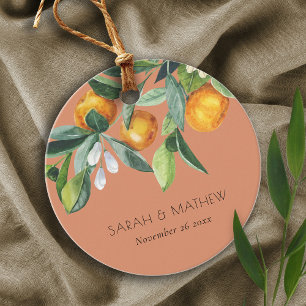 Etiquetas Para Lembrancinhas Casamento de Ferrugem Elegante Citrus Orange Botan