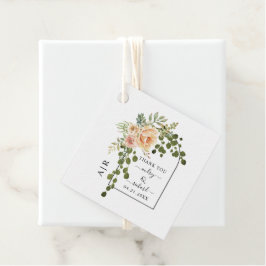 Etiquetas Para Lembrancinhas Casamento de flores de coral de pêssego e monogram