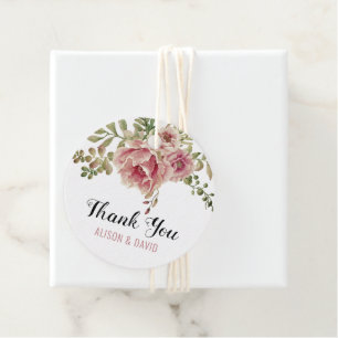 Etiquetas Para Lembrancinhas Casamento de flores de rosa de água Dusty Obrigad