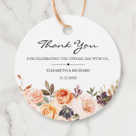 Etiquetas Para Lembrancinhas Casamento de Flores Douradas Laranja Autumn Terrac