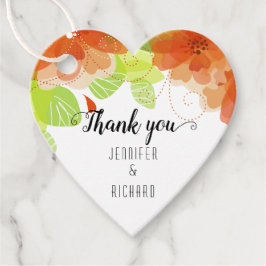 Etiquetas Para Lembrancinhas Casamento de flores laranja e caligrafia Obrigado
