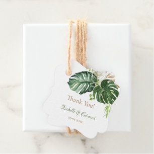 Etiquetas Para Lembrancinhas Casamento de Folhas Tropicais Monstera Verde Elega