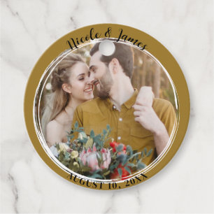 Etiquetas Para Lembrancinhas Casamento de Fotografias Mínimo e Dourado Russo em