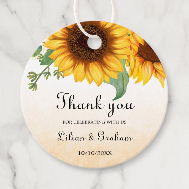 Etiquetas Para Lembrancinhas Casamento de Girassol (Frente)