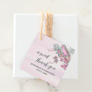 Etiquetas Para Lembrancinhas Casamento de Inverno com Aquarela de Pinhas, Pássa