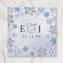 Casamento de Inverno Flocos de Neve Azul Prata Mon