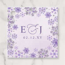 Etiquetas Para Lembrancinhas Casamento de Inverno Flocos de Neve Roxo Prata Mon