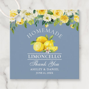 Etiquetas Para Lembrancinhas Casamento de Limões Florais Dusty Blue Limoncello