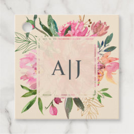 Etiquetas Para Lembrancinhas Casamento de Marfim Botânico Floral de Ruby Pink P
