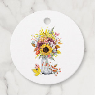 Etiquetas Para Lembrancinhas Casamento de Mason Jar, Floral de Girassol