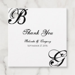 Etiquetas Para Lembrancinhas Casamento de Monograma de Script Preto e Branco