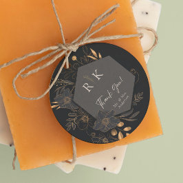 Etiquetas Para Lembrancinhas Casamento de Monograma Floral Dourado Luxurioso Ob
