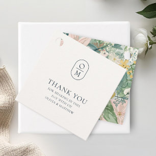 Etiquetas Para Lembrancinhas Casamento de Monograma Floral Ébano e Marfim Chic