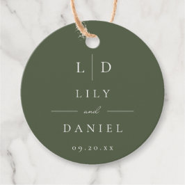 Etiquetas Para Lembrancinhas Casamento de Monograma Minimalista Verde-Oliva