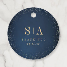 Etiquetas Para Lembrancinhas Casamento de Monograma Sofisticado com Brilho Azul