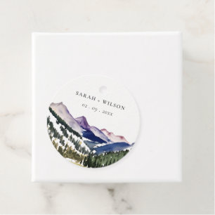 Etiquetas Para Lembrancinhas Casamento de Paisagem com Aquarela de Montanha Roc
