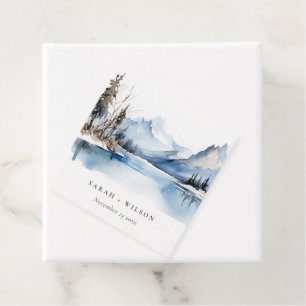 Etiquetas Para Lembrancinhas Casamento de Paisagem com Neve no Lago Mountain Wi