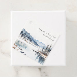Etiquetas Para Lembrancinhas Casamento de Paisagem do Lago de Neve Inverno