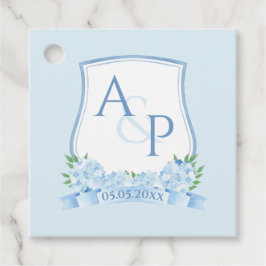 Etiquetas Para Lembrancinhas Casamento de Pele de Mão Azul Hydrangea Monograma