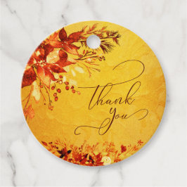 Etiquetas Para Lembrancinhas Casamento de Poinsettia Vermelha e Dourada Elegant