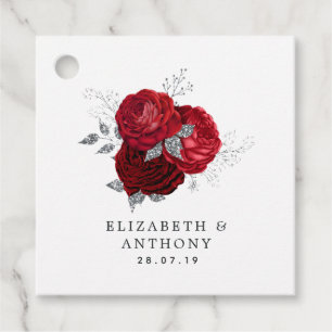 Etiquetas Para Lembrancinhas Casamento de Rosa de Vintage com Glitter Vermelho