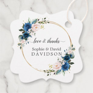 Etiquetas Para Lembrancinhas Casamento de Sangue de Flores Azuis-Rosa-Marinhos 