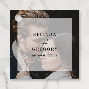 Etiquetas Para Lembrancinhas Casamento de Script de Sobreposição de Foto Elegan