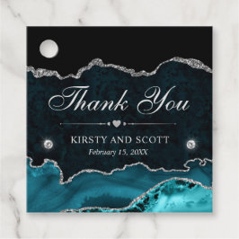 Etiquetas Para Lembrancinhas Casamento de Teal e Silver Glitter Marble