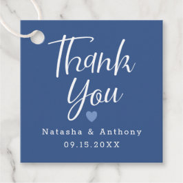 Etiquetas Para Lembrancinhas Casamento de três corações azuis modernos Obrigado