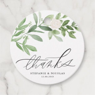 Etiquetas Para Lembrancinhas Casamento de Watercolor Greenery and White Flowers