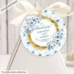 Etiquetas Para Lembrancinhas Casamento Dourado Azul Chic Bohemian, Obrigado