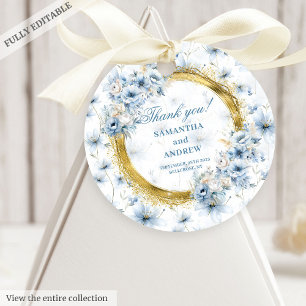 Etiquetas Para Lembrancinhas Casamento Dourado Azul e Azul sofisticado