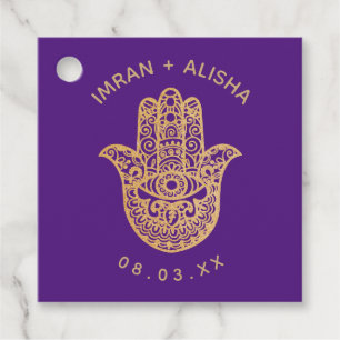 Etiquetas Para Lembrancinhas Casamento Dourado da Índia hamsa Henna Enveloppe