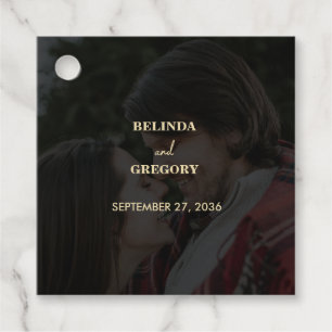 Etiquetas Para Lembrancinhas Casamento Dourado de Foto em Branco Moderno