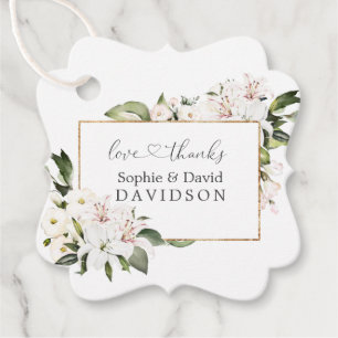 Etiquetas Para Lembrancinhas Casamento Dourado dos Lírios Brancos Elegantes