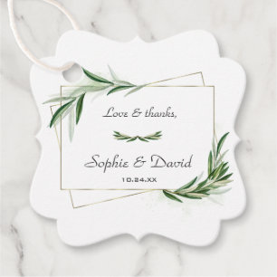 Etiquetas Para Lembrancinhas Casamento Dourado Elegante Watercolor Olive Greene