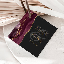 Etiquetas Para Lembrancinhas Casamento Dourado Escuro com Burgundy do Script G