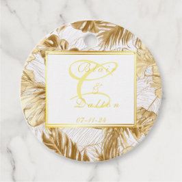 Etiquetas Para Lembrancinhas Casamento Dourado Monograma Elegante Monstera