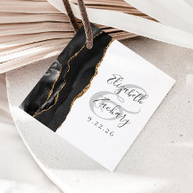 Casamento Dourado Preto de Script Geode Agate