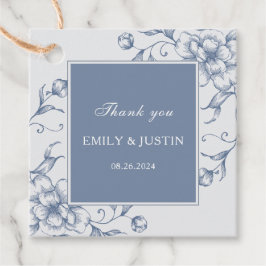 Etiquetas Para Lembrancinhas Casamento Elegante Azul Floral Dusty Obrigado