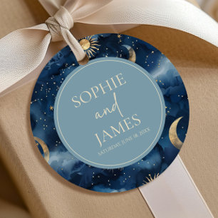 Etiquetas Para Lembrancinhas Casamento Elegante Céu Estrelado Dourado Azul