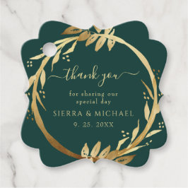 Etiquetas Para Lembrancinhas Casamento Elegante de Foliage Ouro Chic Emerald Gr