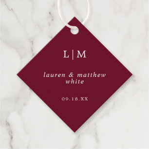 Etiquetas Para Lembrancinhas Casamento Elegante Monograma Simples Borgonha