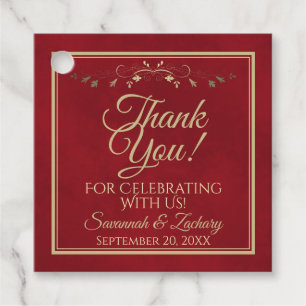 Etiquetas Para Lembrancinhas Casamento Elegante Vermelho e Dourado de Filigres