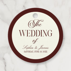 Etiquetas Para Lembrancinhas Casamento Elegante Vintage Marfim Burgundy Escuro