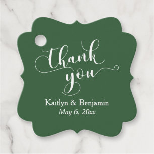 Etiquetas Para Lembrancinhas Casamento Elegante White em Hunter Green Obrigado