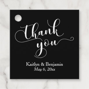 Etiquetas Para Lembrancinhas Casamento Elegante White em Preto Obrigado